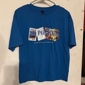 Blue Be Positive Graphic T-Shirt